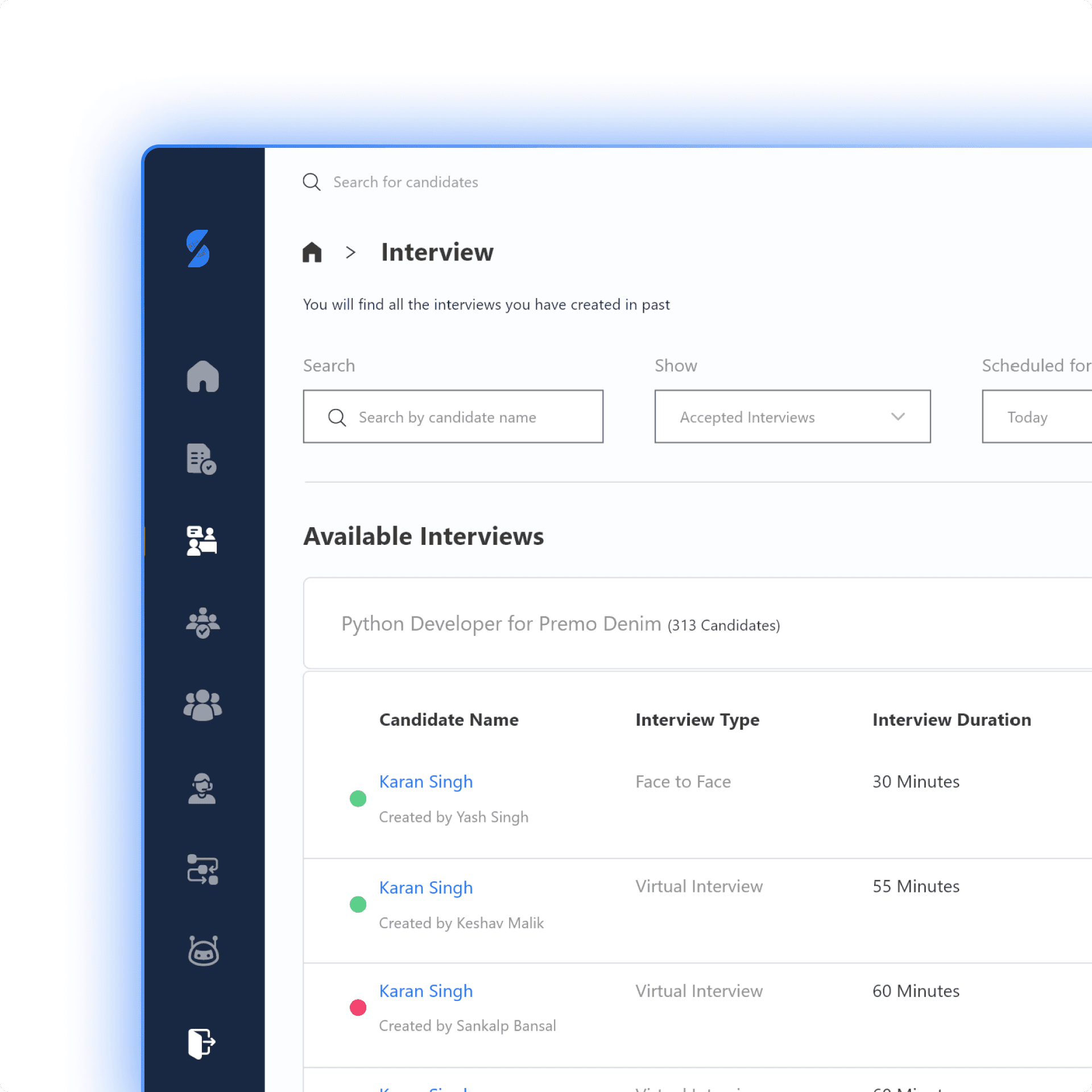 Candidate Assessment Interface