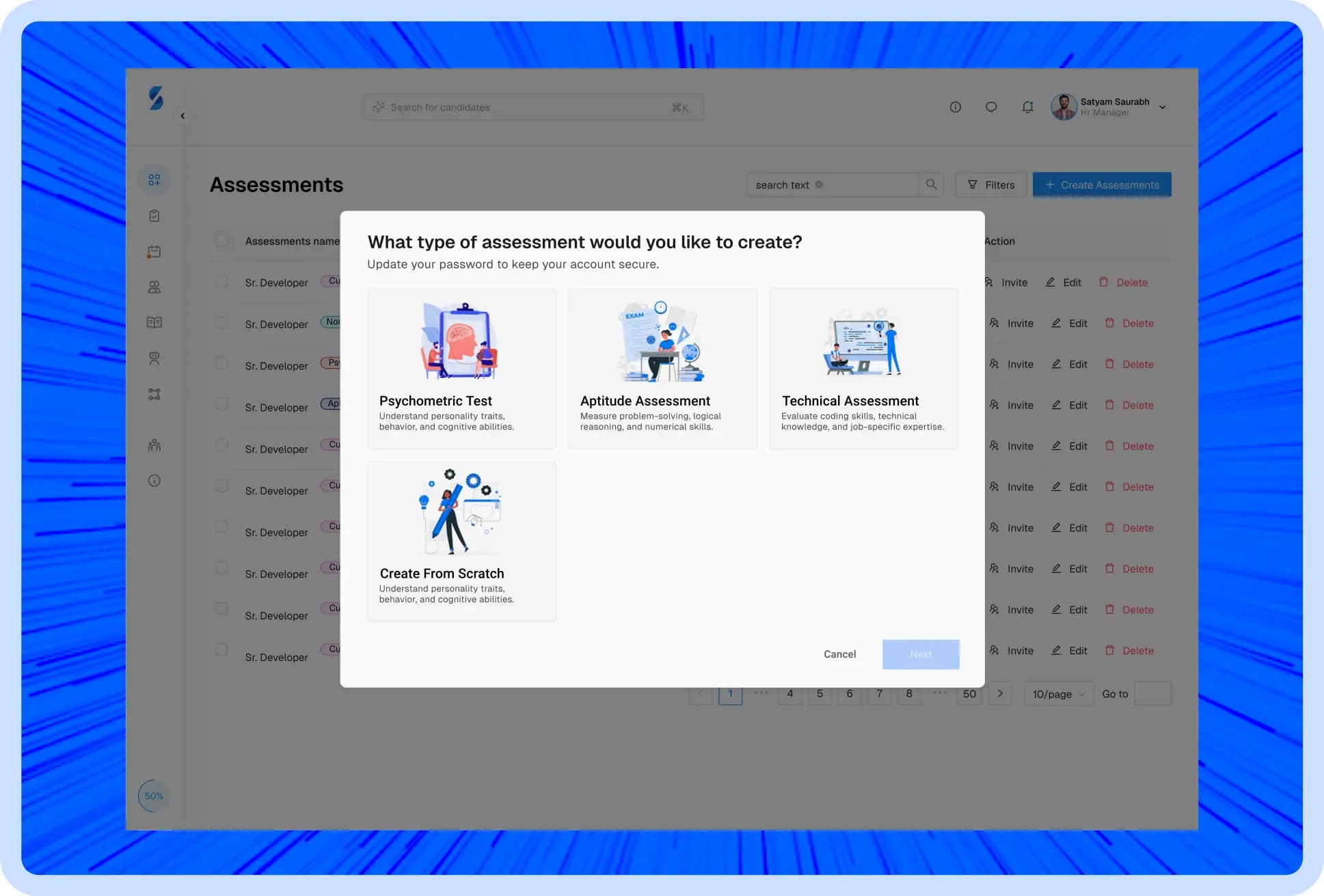 Create Assessment Interface